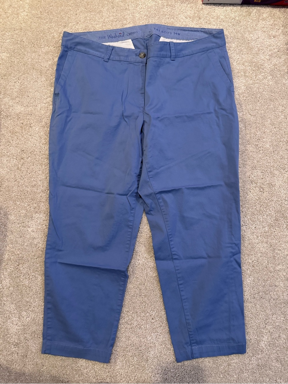 Talbots The Weekend Chino Blue Ankle Pants Size 14W